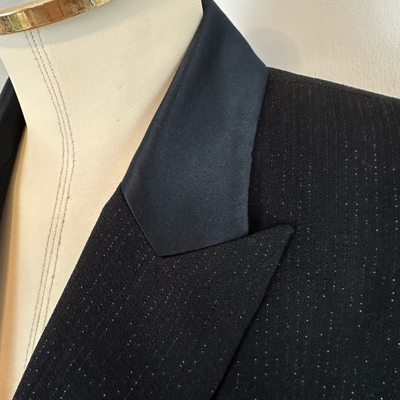 AMANDA SMITH Vintage Black Double Breasted Blazer NWT Satin & Metallic | Size 10 - Picture 4 of 13